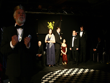 From left: Jim Byars as King Arthur, Ian Watt as Merlin, Carrie Westwater as Guinevere, Colin Healy as Lancelot, Anne Kane Howie as Morgan Le Fay, Scott Cadenhead as Gawain, Allan Scott-Douglas as Breunor