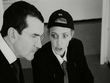 Martin Carroll as the Duke and Julia Rounthwaite as Lucio 