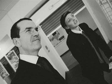 Martin Carroll as the Duke and Julia Rounthwaite as Lucio 
